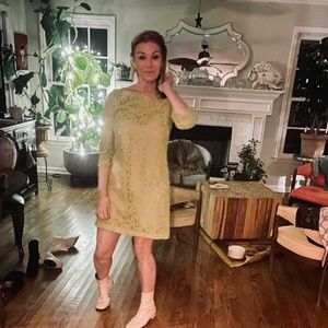 Vintage Chartreuse Green Brocade Dress